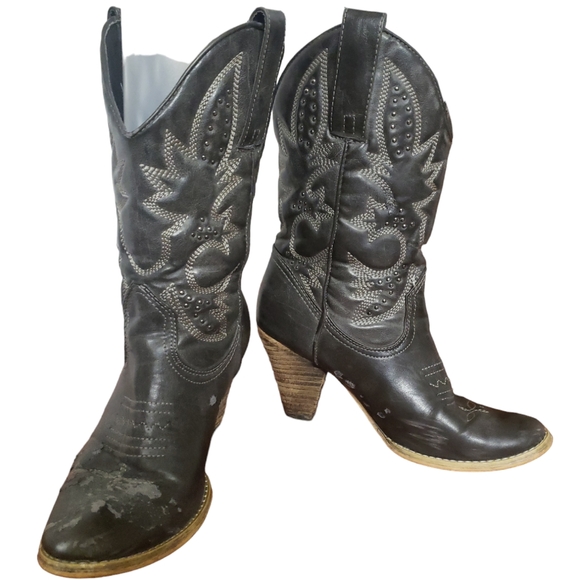 Very Volatile | Denver Cowgirl Boots Black/Grey Women's Size 8.5 - Picture 3 of 15